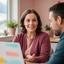 Nirvika Knoebel speaking with a small business owner in a cosy Alaska office